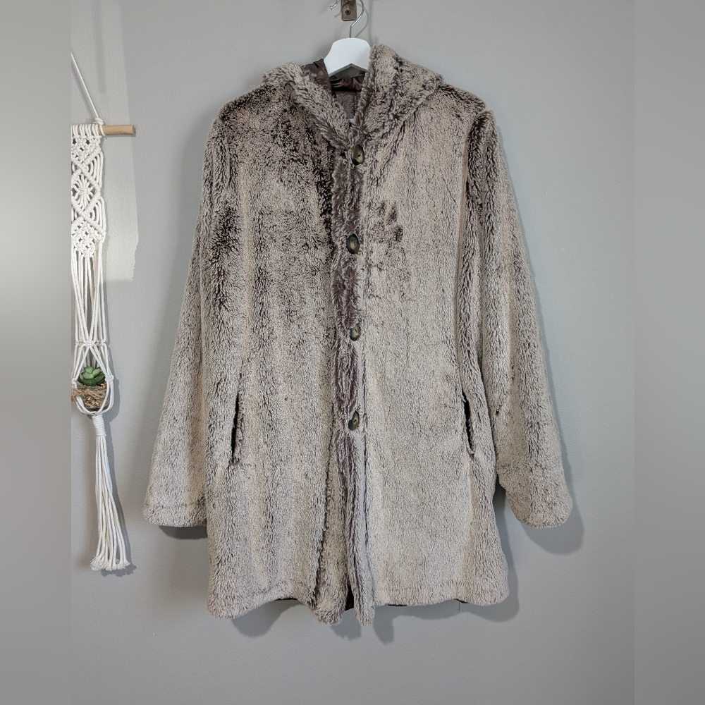 Pacific Northwest Sportables Fine Clothing Co Fur Oversized Teddy Coat Jacket L